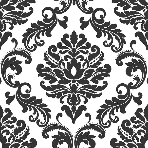 Black and White Round Damask Linen (Multiple Sizes)